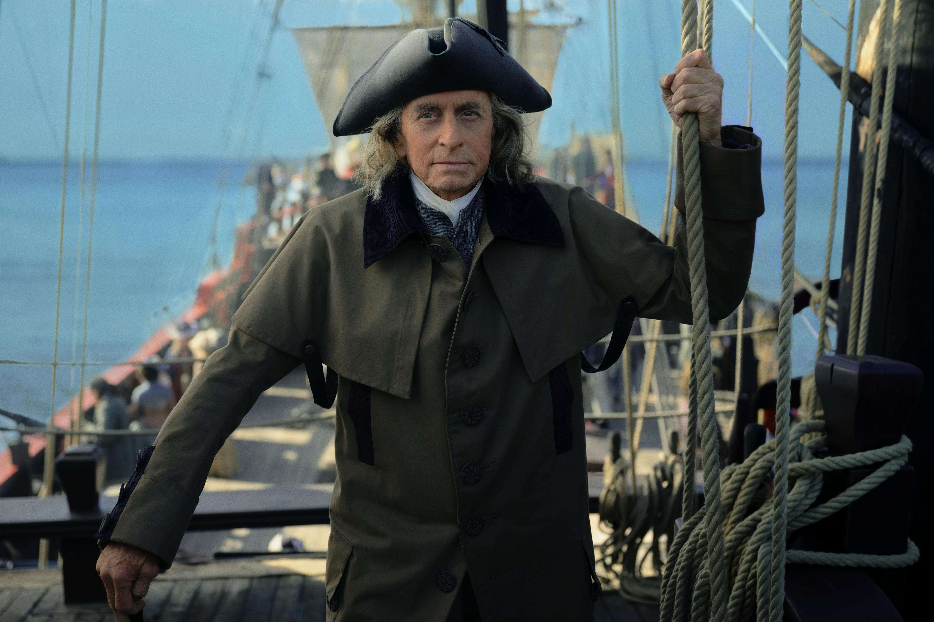 Michael Douglas als US-Gründervater Benjamin Franklin in der Apple Tv+-Serie „Franklin“.