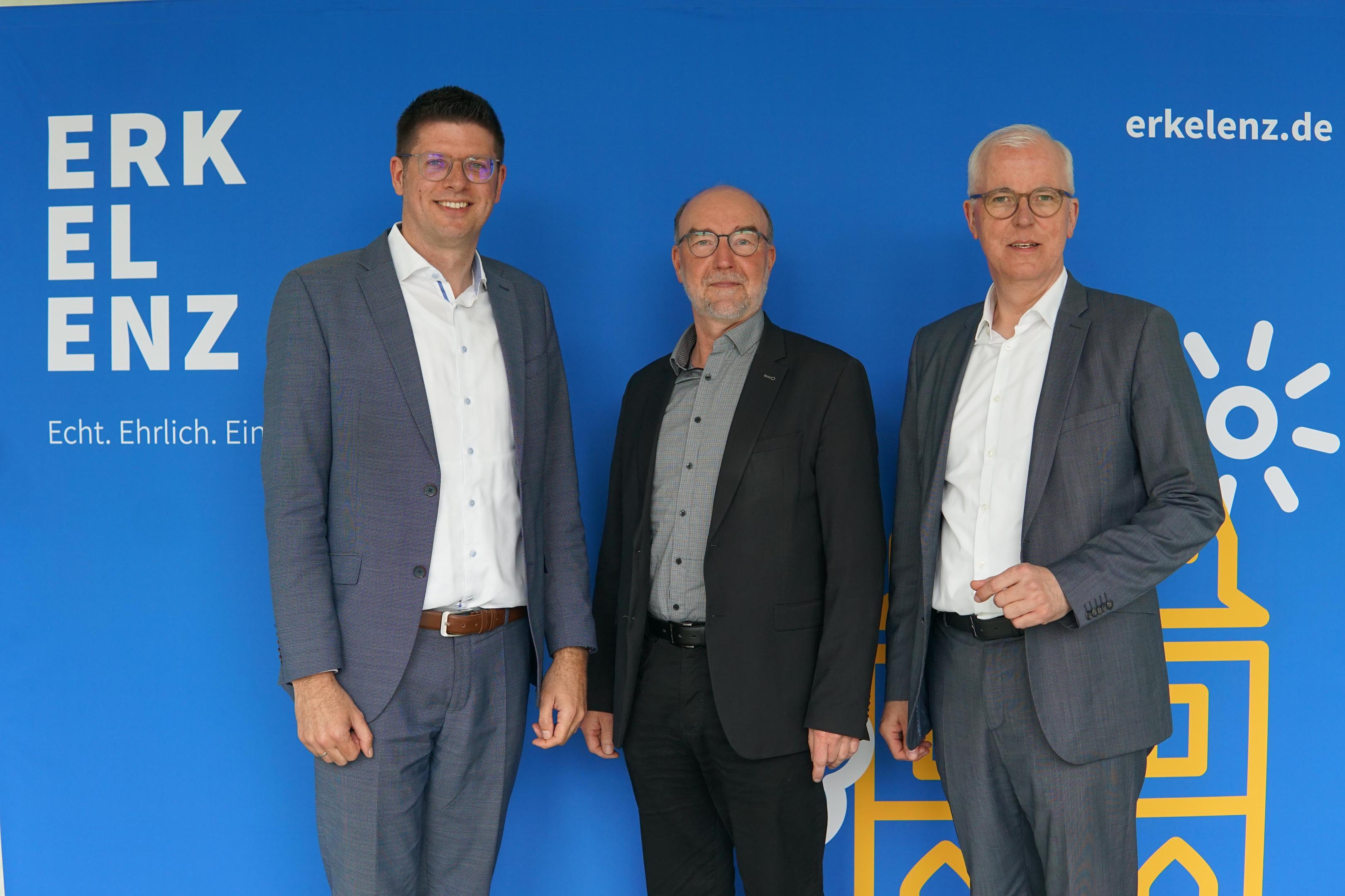 Haben gemeinsam das neue Erkelenz geprägt: Ansgar Lurweg (Mitte) mit Bürgermeister Stephan Muckel (links) und dem ersten Beigeordneten Dr. Hans-Heiner Gotzen. 